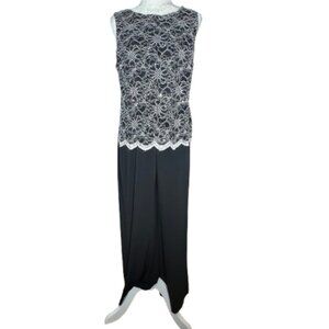 Connected Apparel Black White Women's Sleeveless Jumpsuit Suite Size 10